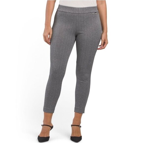 Anne Klein Pants - Anne Klein Women's Ankle Pants Size M Black Silver Pull On Slim Fit NWT $89
